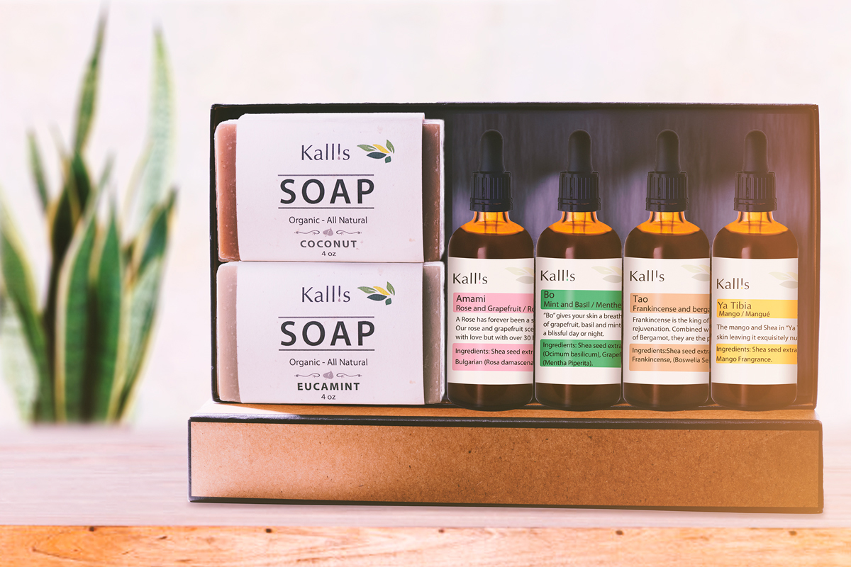 A collection of our natural skincare gift set made with shea and essential oils